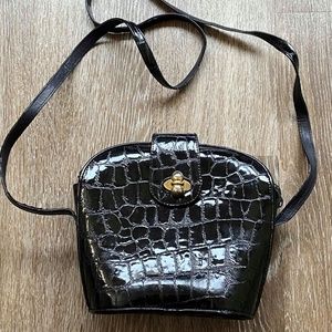 Black Croc Embossed Bag - Stuart Weitzman